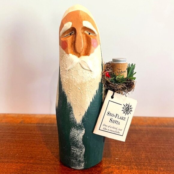 Hand Carved Wood Sno-Flake Santa by Classic Designs Astoria OR - Picture 1 of 8